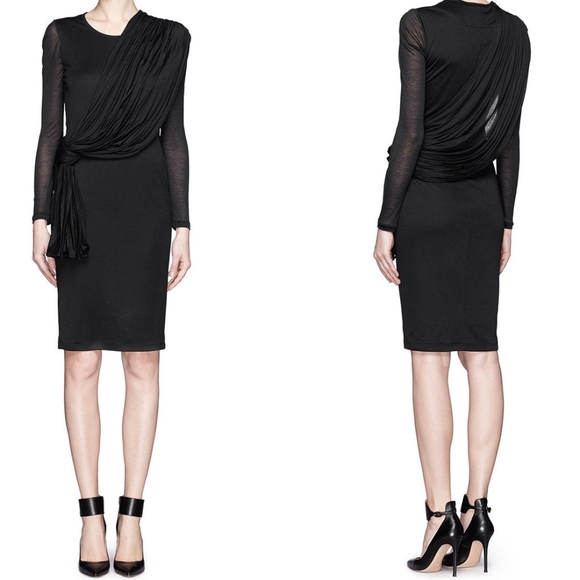 Givenchy Black Grecian Draped Knot Jersey Dress - Picture 1 of 5